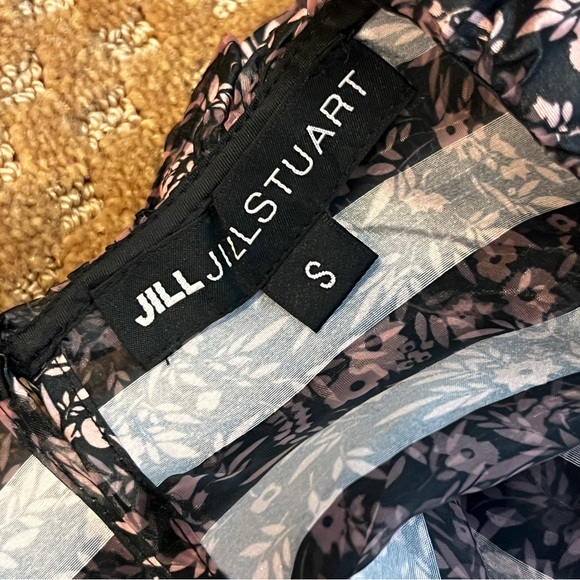 Jill Stuart Size S Semi sheer mixed pattern stripe & floral ruffle burst sleeve - Picture 13 of 16